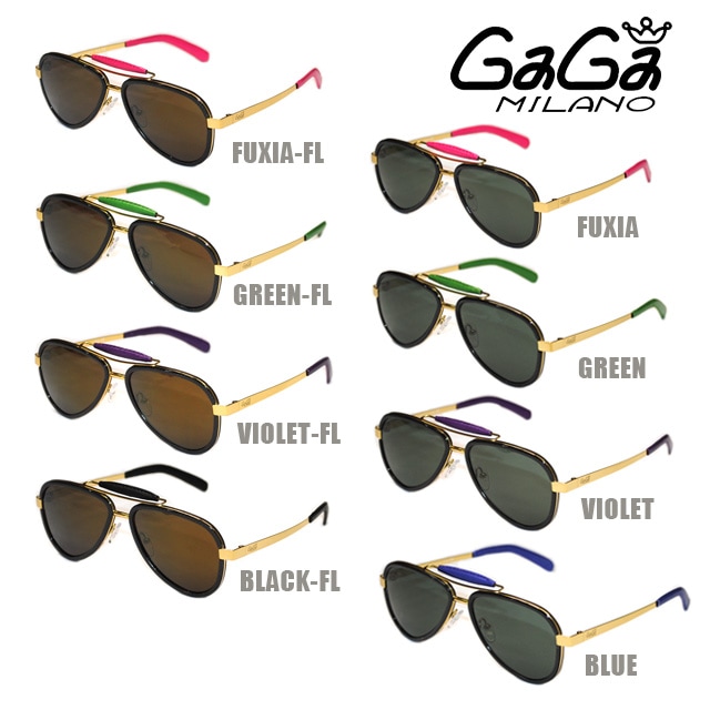 GaGa MILANO (ガガミラノ) サングラス ゴールドPVD TITANIUM PLATED LUNETTERS LEATHER LU54TCGO【送料無料（※北海道・沖縄は1,000円）】