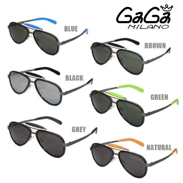 GaGa MILANO (ガガミラノ) サングラス グレーPVD TITANIUM GREY PVD LUNETTERS LEATHER LU54TCGYBLN LU54TCGYBWN メンズ レディース
