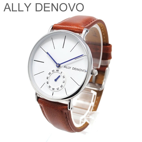 ALLY DENOVO 腕時計 AF5001.2 メンズ レディース ユニセックス シルバー/ブラウン（タン） レザー アリーデノヴォ HERITAGE SMALL 正規品 【送料無料（※北海道・沖縄は1,000円）】