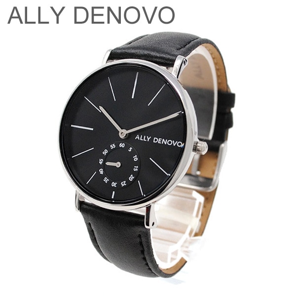 ALLY DENOVO 腕時計 AF5001.3 メンズ レディース ユニセックス シルバー/ブラック レザー アリーデノヴォ HERITAGE SMALL 正規品 【送料無料（※北海道・沖縄は1,000円）】
