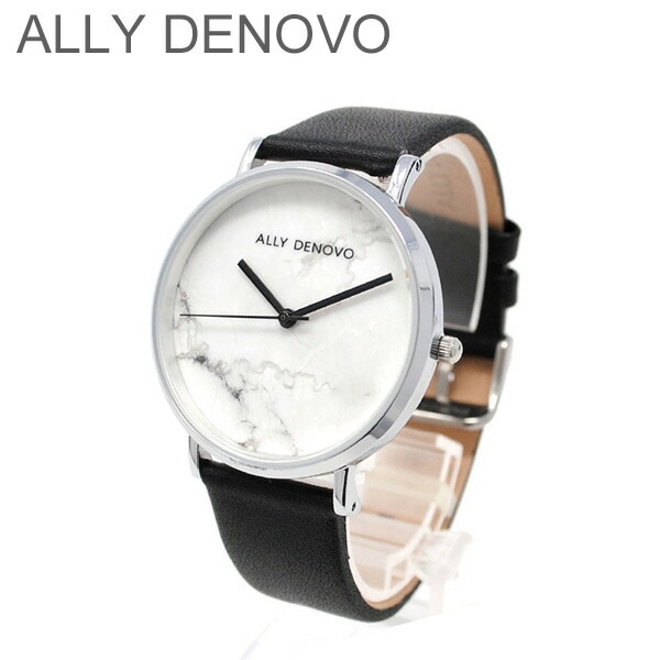 ALLY DENOVO 腕時計 AF5005.1 メンズ レディース ユニセックス シルバー/ブラック レザー アリーデノヴォ CARRARA MARBLE 正規品 【送料無料（※北海道・沖縄は1,000円）】
