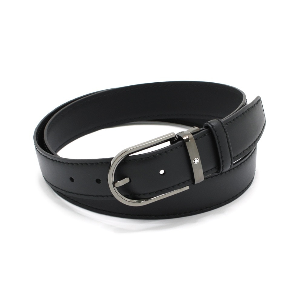 モンブラン メンズ ベルト MB128770 ブラック レザーベルト ホースシュー 35mm MONTBLANC【送料無料（※北海道・沖縄は1,000円）】