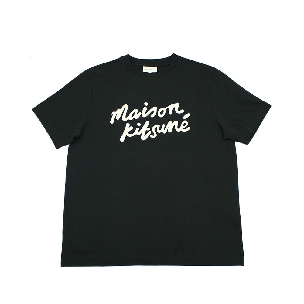 MAISON KITSUNE メゾンキツネ 半袖 Tシャツ MM00101KJ0118-O197 ブラック メンズ HANDWRITING COMFORT【送料無料（※北海道・沖縄は1,000円）】
