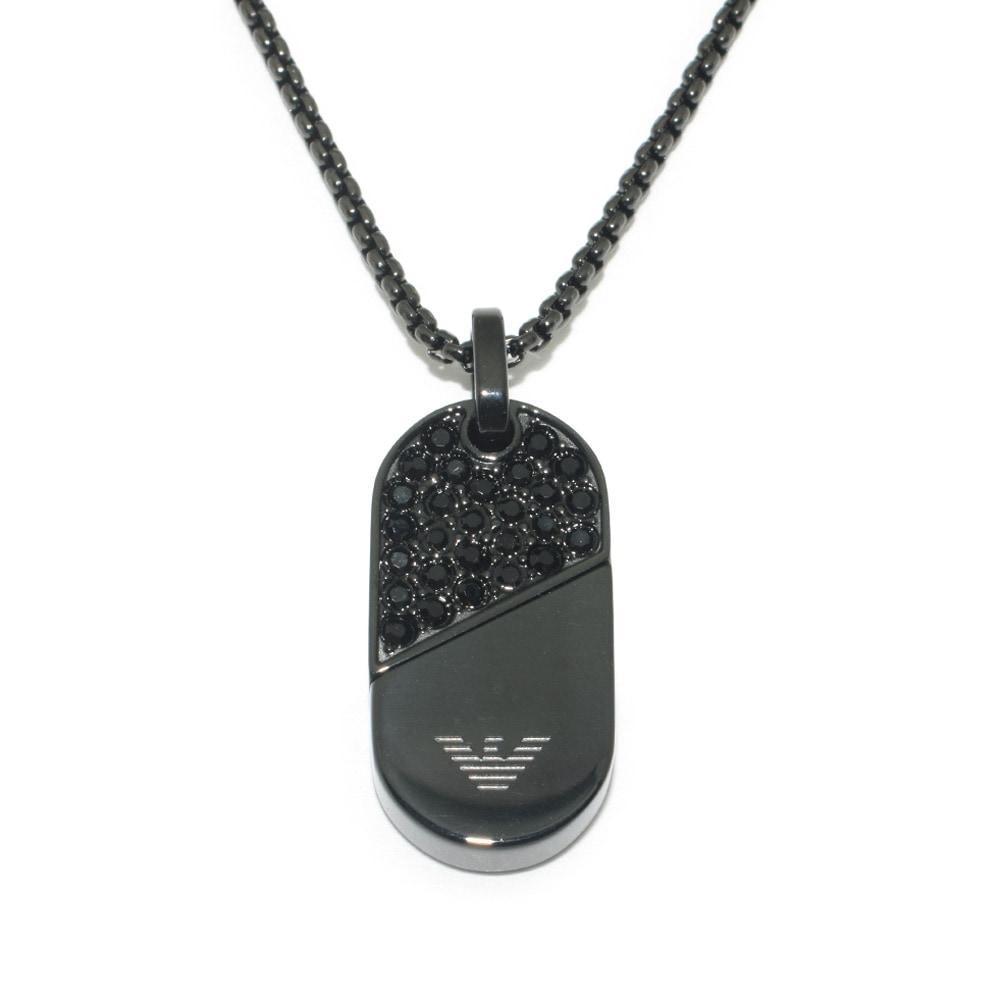 エンポリオ アルマーニ ペンダント EGS3138001 ブラック メンズ ネックレス ドッグタグ アクセサリー EMPORIO ARMANI【送料無料（※北海道・沖縄は1,000円）】