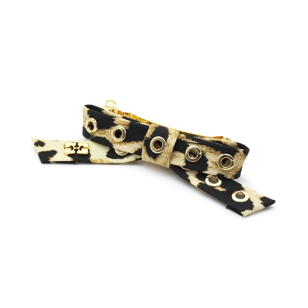 GANNI ガニー バレッタ A6656-943 Eyelet Bow Barrette レオパード ヒョウ柄 レディース ヘアアクセサリー【メール便送料無料】