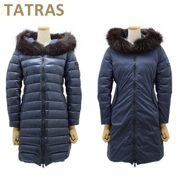美品　タトラス　ロビニア　ダウンコート　リバーシブル　リアルファー　ネイビー TATRAS ネイビー ダウンジャケット ファー付き