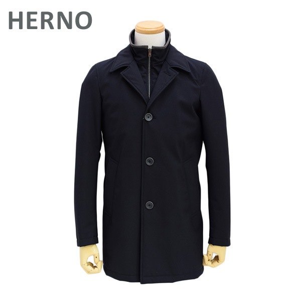 【美品】Herno(ヘルノ)ネイビー コート メンズ キーストーン&ライトフォウファー コート ネイビーブルー