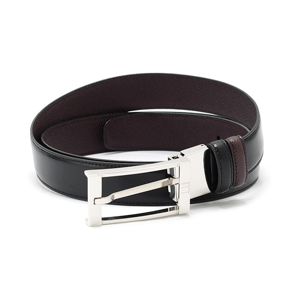 美品 dunhill ダンヒル リバーシブルベルト シルバーバックル 黒 DUNHILL ダンヒル ベルト HPP265A42 シルバー/ブラック/ワイン