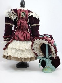 68cm前後 ドール用ツーピース＆ボンネット SET A6