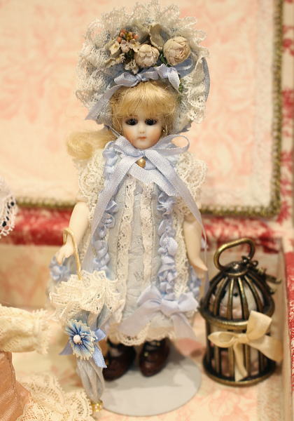 ビスクドール ロングフェイス ジュモー 作家様 ドレス ボネ ウィッグ 2