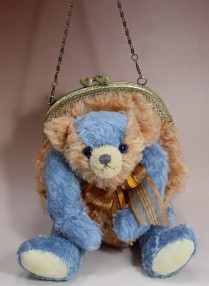 BiBi Bear/おさいふベアBag コンビ（ブルー×ベージュ）|アーティストベア|テディベア