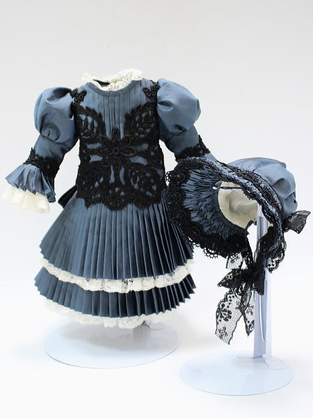 約35cm 40cm位 ドール用サイズ 作家1点もの シルクシャンタンワンピース ボンネット ドール関連品 I Timeroman Shop