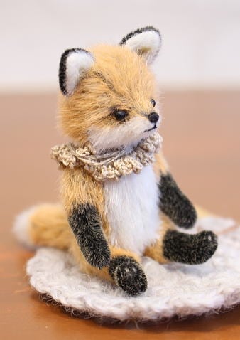 作家　ぬいぐるみ　ユヅチヨ　テディベア　キツネ ハンドメイド 作家 ユヅチヨ キツネ ぬいぐるみ 狐 テディベア