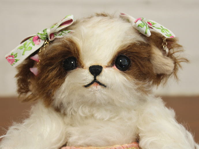 アーティストベア　作家　hacodecoさま　ぬいぐるみ　シーズーちゃん ジェリーベア / 【バラリボンのシーズーちゃん】 | テディベア