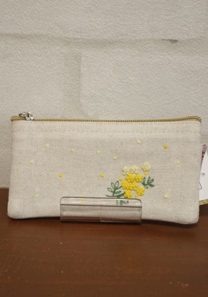 手刺繍 ミニポーチ ミモザ | 雑貨関連,バッグ・ポーチ・スマホケース