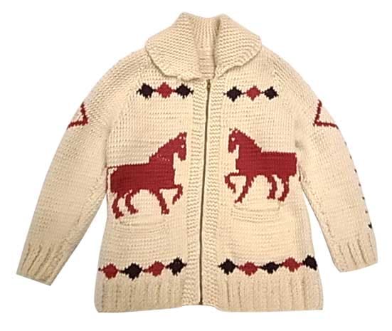 COWICHAN SWEATER カウチンセーター 馬柄 WHITE【Vintage ヴィンテージ