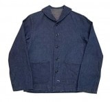 40'sUS NAVYDENIM SHAWL COLLAR JAKET with STENCIL INDIGO ǥ˥ 硼륫顼 㥱åȡƥ󥷥롡color:INDIGOVintage ơۡš