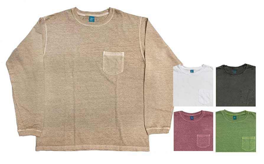 Good On グッドオン ロングスリーブポケットTシャツ (ピグメントダイ 