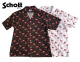 SCHOTT ショット　HAWAIIAN SHIRT FLAMINNGO ハワイアン シャツ フラミンゴ　ハワイアンシャツ　アロハシャツ　2色(BLACK/WHITE)