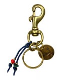 Sunku サンク　39Plate Keyholder サンク プレート キーホルダー　Indigo Deer Skin　ターコイズ　アンティークビーズ　ブラス