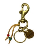 Sunku サンク　39Plate Keyholder サンク プレート キーホルダー　Brown Deer Skin　ターコイズ　アンティークビーズ　ブラス