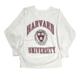 90's CHAMPION チャンピオン REVERSE WEAVE　染み込みプリント　HARVARD　OFF WHITE　刺繍タグ size SMALL　リバースウィーブ　スウェット 【VINTAG
