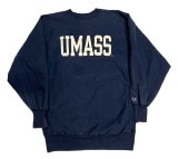 90's CHAMPION チャンピオン REVERSE WEAVE　ひび割れプリント　UMASS　NAVY　刺繍タグ size XXX-LARGE　リバースウィーブ　スウェット 【VINTAGE ヴ