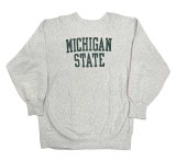 90's CHAMPION チャンピオン REVERSE WEAVE　MICHIGAN STATE 染み込みプリント　刺繍タグ　HEATHER GREY　size XX-LARGE　リバースウィーブ　