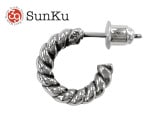 Sunku サンク　SILVER TWIST PIERCE  シルバー ツウィスト ピアス　SMALL SIZE　片耳　SILVER925 シルバー　SK-197-TWT