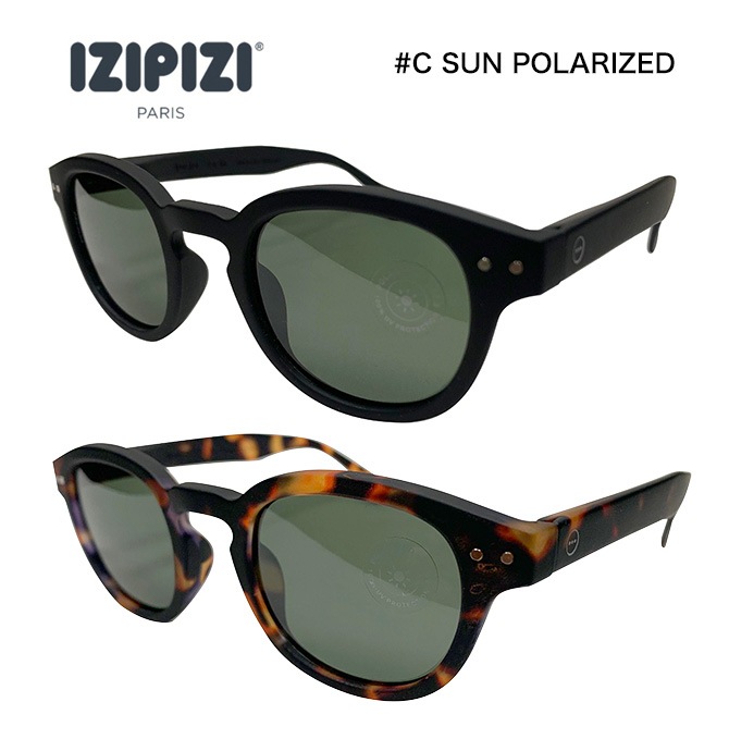 IZIPIZI �����ԥ���SUN POLARIZED #C�����󥰥饹���и���󥺡�UV PROTECTION��2����BLACK/TORTOISE�ˡ�GREEN LENSES �֥�å��ȥ��ȥ��������꡼����