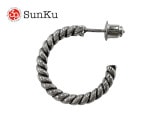 Sunku サンク　SILVER TWIST PIERCE  シルバー ツウィスト ピアス　LARGE SIZE　片耳　SILVER925 シルバー　SK-210-TWT