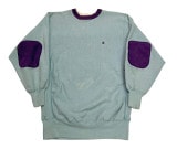 90's CHAMPION チャンピオン REVERSE WEAVE SWEAT　肘パッチ エルボーパッチ　ライトブルー/パープル　size XX-LARGE　アメリカ製　リバースウィーブ　スウェット