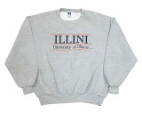 90's RUSSELL ラッセル　ILLINI プリント　SWEAT スウェット 　HEATHER GRAY へザーグレー　size:XXL　Made in USA　アメリカ製　【VINTAGE ヴ
