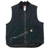 90s-00s　Carhartt カーハート　Duck Vest ダックベスト　col:BLACK　size:表記なし(2XL-TALL相当)　ペンキペイント　裏キルティング　ダック生地　BIG SI
