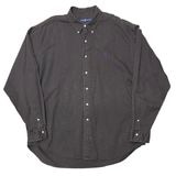 90s　Ralph Lauren ラルフローレン　PLAIN B.D. L/S SHIRTS プレーン ボタンダウン ロングスリーブ シャツ　col:CHARCOAL　size:XXL　【 VINTA