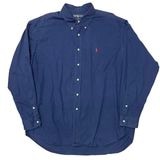 90s　Ralph Lauren ラルフローレン　「BLAKE」 PLAIN B.D. L/S SHIRTS プレーン ボタンダウン ロングスリーブ シャツ　col:NAVY　size:XXL　【 V