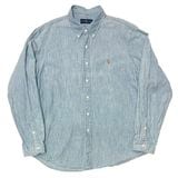 RALPH LAUREN ���ե������SHAMBRAY B.D. L/S SHIRTS �����֥졼 �ܥ�������� ���󥰥��꡼�� ����ġ�col:LIGHT BLUE��size:XXL���� USED �桼���ɡۡ���šۡ�Ź�޻����Բġ�