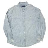 RALPH LAUREN ���ե������SHAMBRAY B.D. L/S SHIRTS �����֥졼 �ܥ�������� ���󥰥��꡼�� ����ġ�col:LIGHT BLUE��size:XXL��SLIM FIT���� USED �桼���ɡۡ���šۡ�Ź�޻����Բġ�