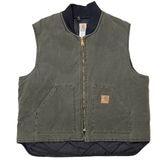 90s　Carhartt カーハート　Duck Vest ダックベスト　col:OLIVE　size:XXL REGULAR　裏キルティング　ダック生地　Made in U.S.A.　BIG SIZE