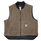 90s　Carhartt カーハート　Duck Vest ダックベスト　col:BROWN　size:2XL REGULAR　裏キルティング　ダック生地　Made in U.S.A.　BIG SIZE