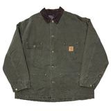 90s��Carhartt �����ϡ��ȡ�Michigan Chore Coat �ߥ�������祢�����ȡ�col:OLIVE��size:XL REGULAR���֥�󥱥åȥ饤�ʡ���Made in U.S.A.����VINTAGE �ӥ�ơ����ۡ���š�