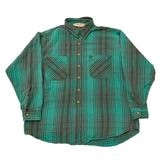 90s��BIG MAC �ӥå��ޥå���L/S Flannel Shirt ���󥰥��꡼�� �ե��ͥ� ����ġ�col:GREEN��size:2XLT-TALL��Made in U.S.A.��J. C. Penney���ͥ륷��� ��VINTAGE �ӥ�ơ����ۡ���šۡ�Ź�޻����Բġ�