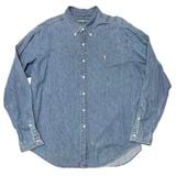 Ralph Lauren ���ե������ BD DENIM SHIRT �ܥ�������� �ǥ˥ॷ��ġ�col:INDIGO��size:XXL��COTTON100%����USED �桼���ɡۡ���šۡ�Ź�޻����Բġ�