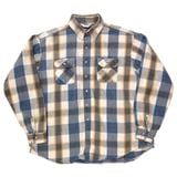 80s��FIVE BROTHER �ե����֥֥饶����L/S Flannel Shirt ���󥰥��꡼�� �ե��ͥ� ����ġ������å�����col:BLUE��ORANGE��size:2XL(18-18 1/2) TALL MAN��Made in U.S.A. ��VINTAGE ������ơ����ۡ���šۡ�Ź�޻����Բġ�