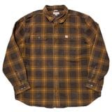 Carhartt �����ϡ��ȡ�L/S Flannel Shirt ���󥰥��꡼�� �ե��ͥ� ����ġ������å�����col.BROWN��YELLOW��size:2XL��ORIGINAL FIT ���ꥸ�ʥ�ե��åȡ�COTTON100%����USED �桼���ɡۡ���šۡ�Ź�޻����Բġ�