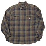 Carhartt �����ϡ��ȡ�L/S Flannel Shirt ���󥰥��꡼�� �ե��ͥ� ����ġ������å�����col.GREEN��BROWN��size:XL��LOOSE FIT �롼���ե��åȡ�COTTON100%����USED �桼���ɡۡ���šۡ�Ź�޻����Բġ�