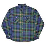 80s��FIVE BROTHER �ե����֥֥饶����L/S Flannel Shirt ���󥰥��꡼�� �ե��ͥ� ����ġ������å�����col:BLUE��GREEN��size:2XL-18�����ѥ�����Made in U.S.A. ��VINTAGE ������ơ����ۡ���šۡ�Ź�޻����Բġ�