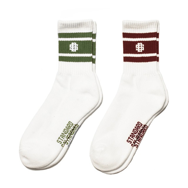 STANDARD CALIFORNIA ����������ɥ���ե���˥���SD Sports Socks -2Pack Olive / Burgundy�����ݡ��� ���å��� 2P��������2­���å�
