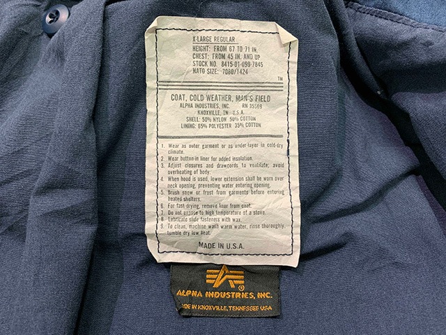 M-65ALPHAեɥ㥱åȡNAVYCOAT COLD WEATHER MANS FIELDsize:X-LARGE-REGULARꥫ ALPHA INDUSTRIES,INC.Vintage ơۡš