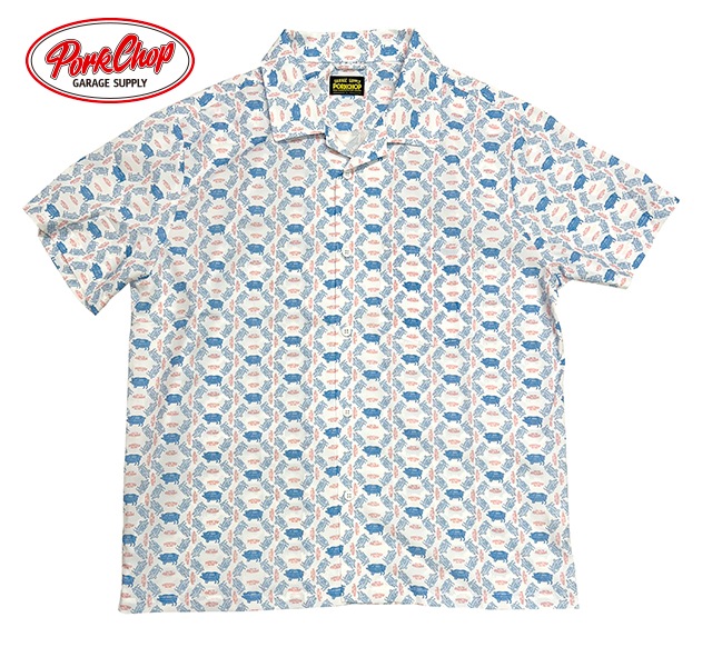PORKCHOP GARAGE SUPPLY �ݡ�������å� ���졼�����ץ饤��PORK AOP SHIRT���ݡ��� ����ġ�Ⱦµ��WHITE �ۥ磻�ȡ�2025SS